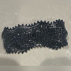 Vintage Boho Black Beaded Mesh Bracelet